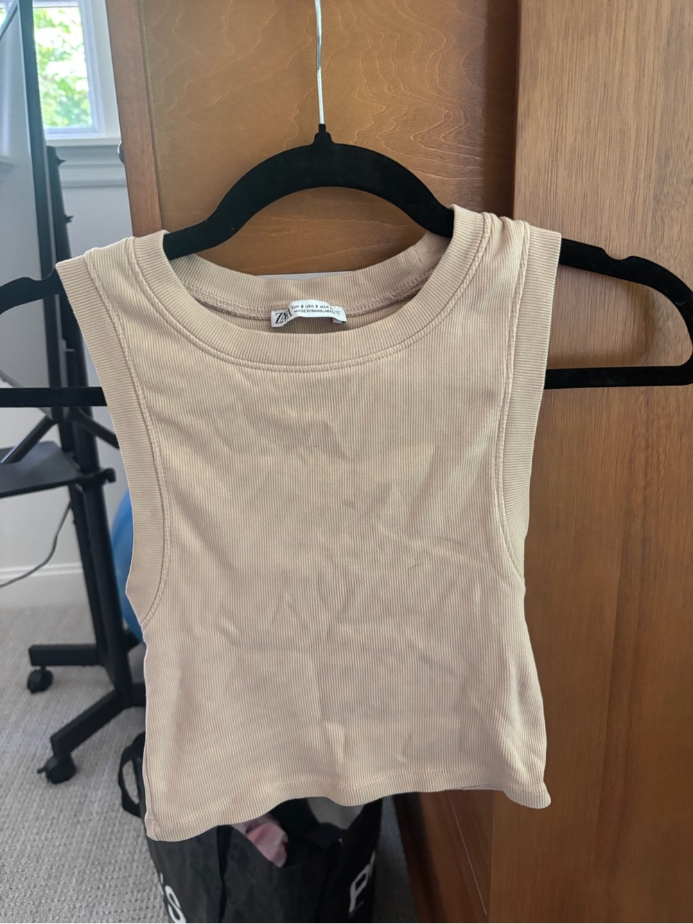 Zara Neutral Ribbed Sleeveless Tank — Light Beige